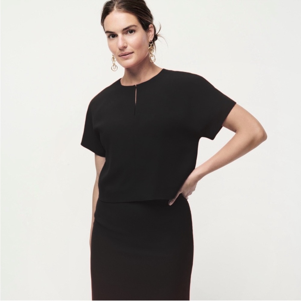 j crew black cropped cap sleeve top in 365 crepe 6 new with tags
